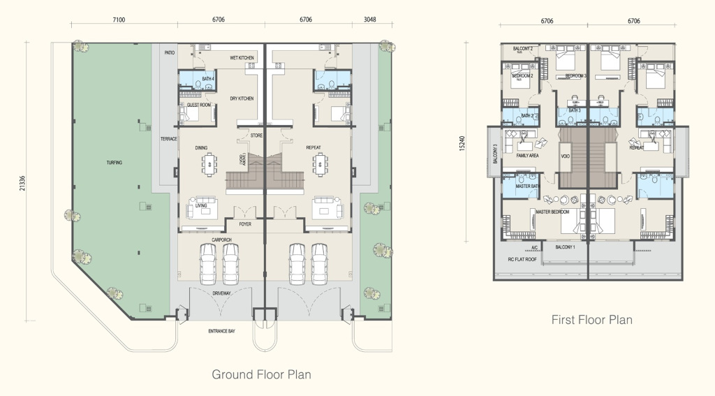 FLOOR PLAN - 2-Storey Cluster & Semi-Detached House - ELORA